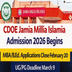 CDOE Jamia Millia Islamia  Admission 2026 Begins: MBA/B.Ed. Applications Close February 20; UG/PG Deadline March 9